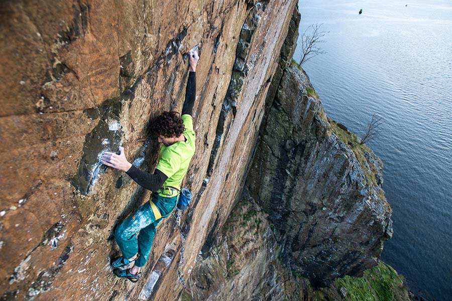 Climber on Rhapsody famous rock climb