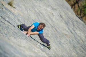 free solo climber on wall