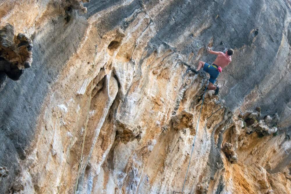 climber reaching end of route