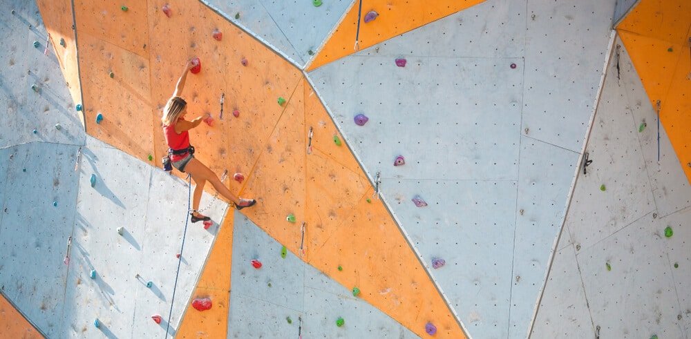 female climber training