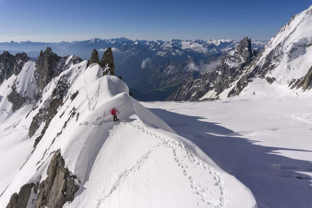 mountain ridge with climber