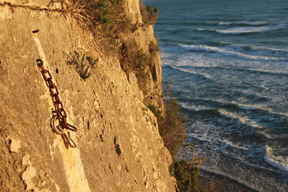 climbing anchors on seaside