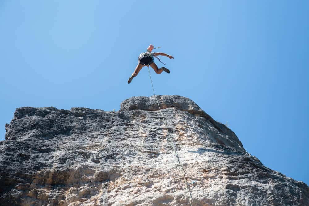 falling climber from below