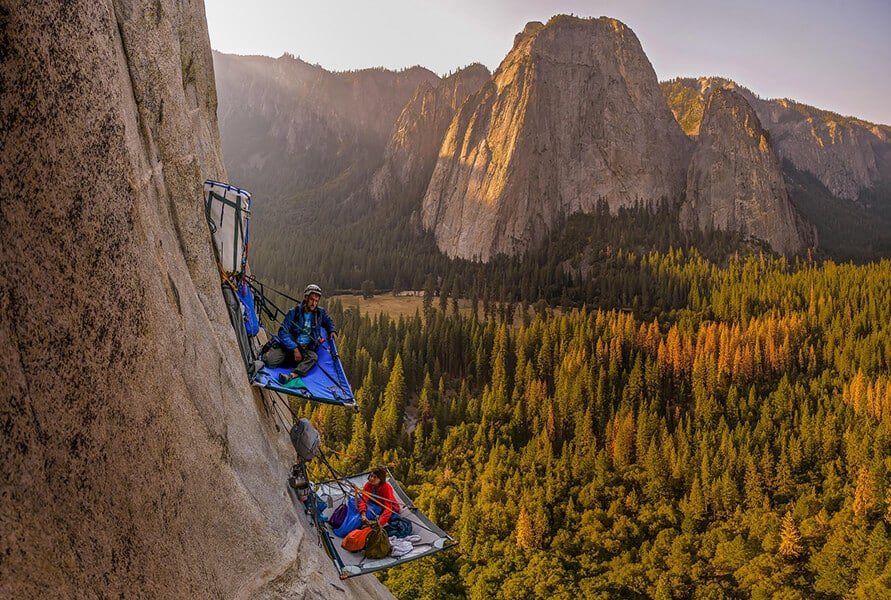 climbers on portaledge in yosemite